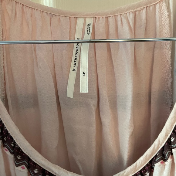 Anthropologie Pink Floral Maxi Dress Puff Sleeve - Picture 7 of 7